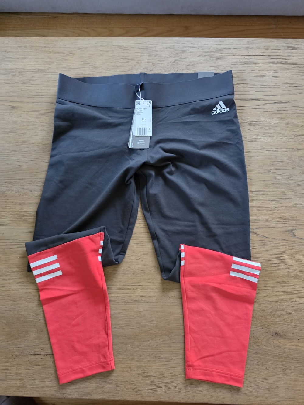 Adidas Women's Two-Tone Gray and Red Athletic Leggings